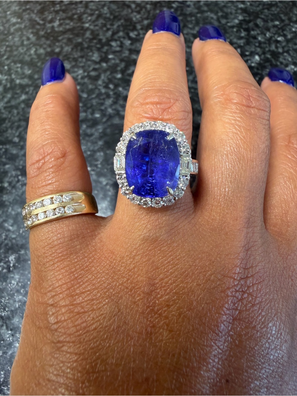 14k natural Tanzanite and diamond